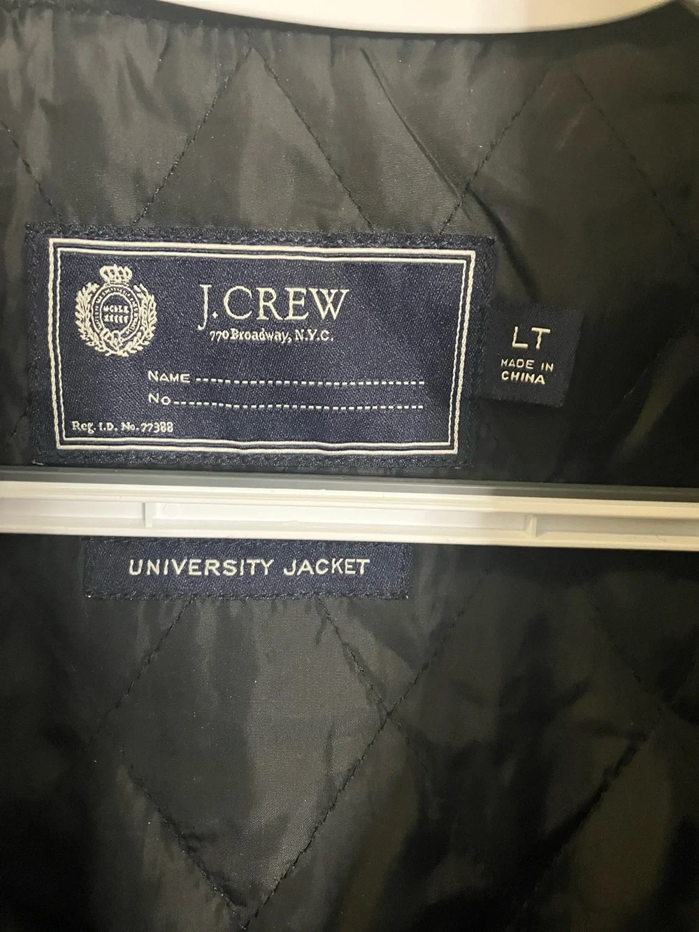 J. Crew Men's university coat.
